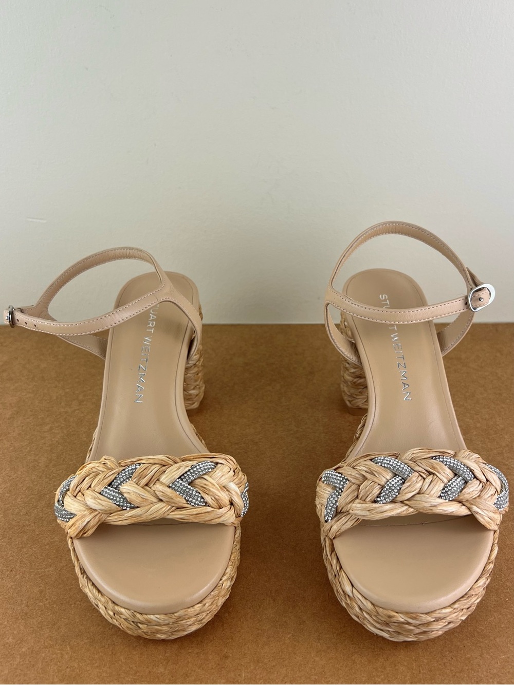 NEW STUART WEITZMAN RAFFIA PLATFORM SANDALS - Picture 10 of 12